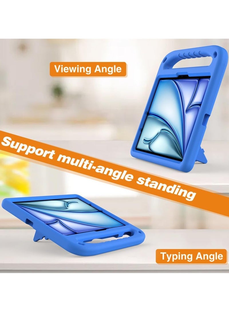 Shocked Case Compatible with IPad Air 13 Inch (M3) 2025, Lightweight EVA Kids Friendly Shockproof Protective Case Cover with Handle and Invisible Bracket (Blue) - Image 5